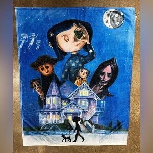 Coraline Gothic Art Fleece Blanket | Night Sky Haunted House Throw